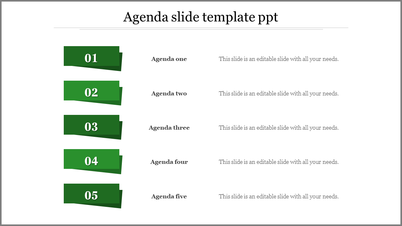 agenda slide template ppt-green
